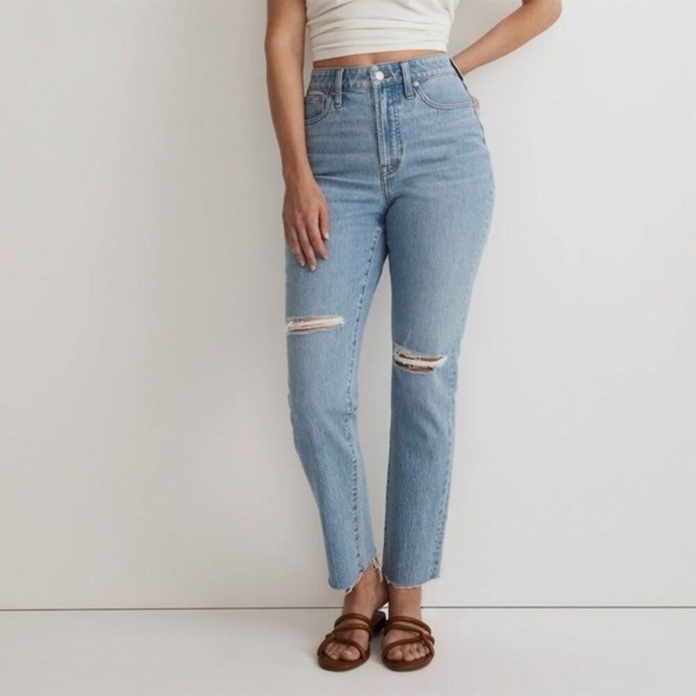 Madewell Curvy Perfect Vintage‎ Jeans Blue Distressed Size 26 Bradwell Wash